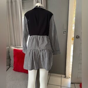 Black & White Gingham Tiered Shirt Dress
